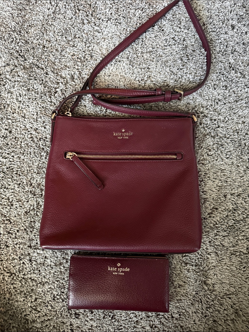 kate spade Burgundy Leather Crossbody with Matching Wallet